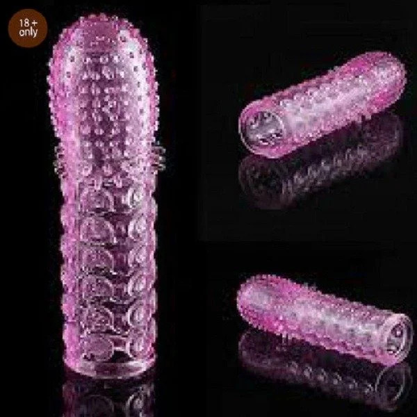 Crystal Dotted Condom Reusable Sleeve - Transparent , Purple , Pink