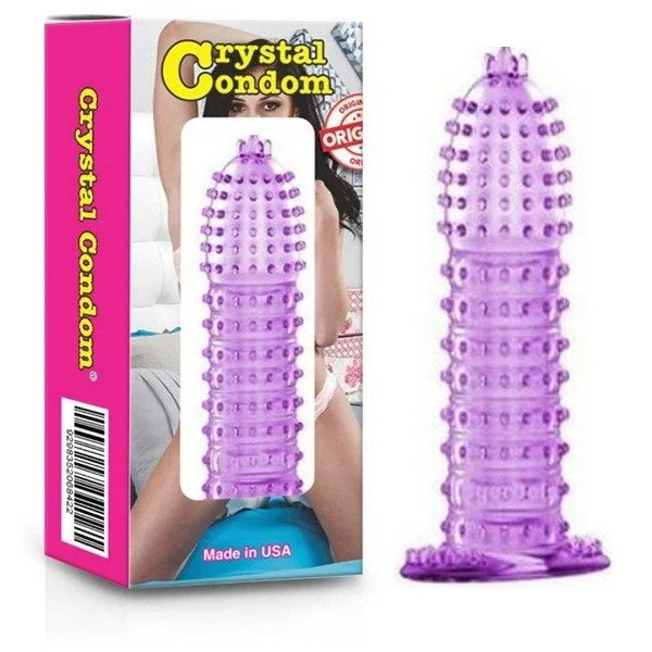 Crystal Dotted Condom Reusable Sleeve - Transparent , Purple , Pink