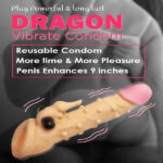 Reusable Washable Dragon Silicone Condom Penis Sleeve With Vibrator